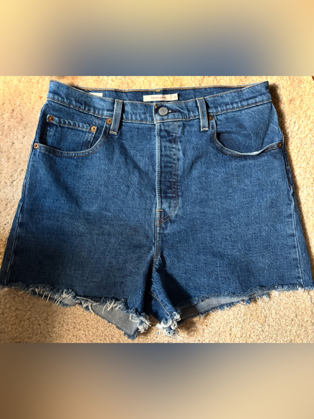 Levi's Women’s Premium Ribcage High Rise Denim Shorts - Size 31, 99% Cotton